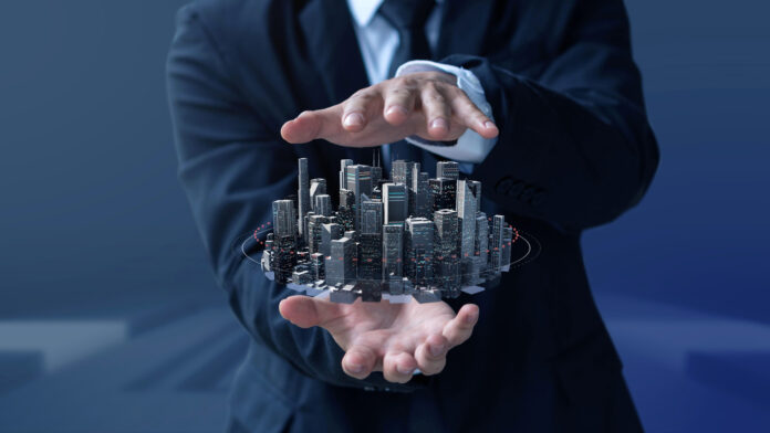 Business,Man,Create,Design,Modern,Building,And,Real,Estate,For