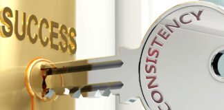 Podcast: 5 Must Know Success Traits Of Top Agents Pictured as word Consistency on a key
