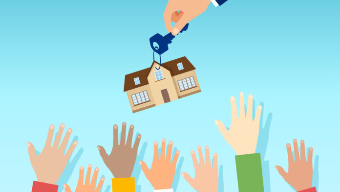 Vector,Of,A,Real,Estate,Agent,With,House,Key,Offering