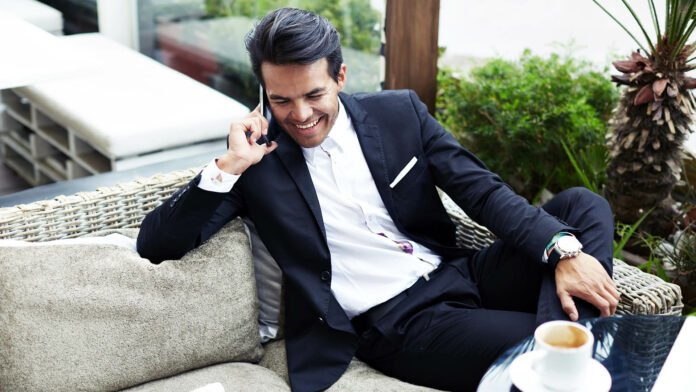 Attractive,And,Handsome,Businessman,Using,Mobile,Phone,,Asian,Businessman,Having