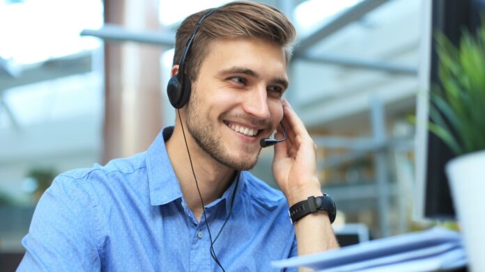 Smiling,Friendly,Handsome,Young,Male,Call,Centre,Operator