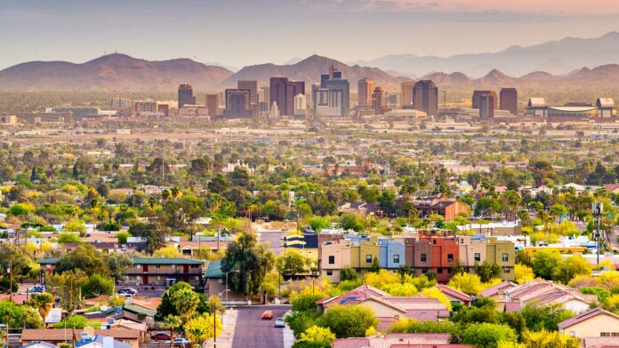 Phoenix,,Arizona,,Usa,Downtown,Cityscape,At,Dusk.