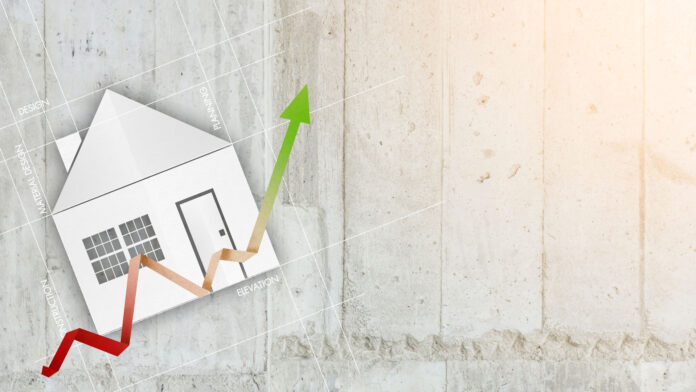 White,House,Shape,Paper,Cut,On,Cement,Wall,Background,High