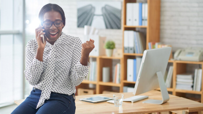 Happy,And,Excited,African-american,Business,Woman